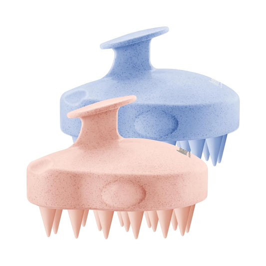 HEETA Scalp Massager 2 Pack for Hair Growth, Soft Silicone Bristles to Remove Dandruff and Relieve Itching, Scalp Scrubber for Hair Care Relax, Shampoo Brush for Wet Dry Use - New Pink & Blue
