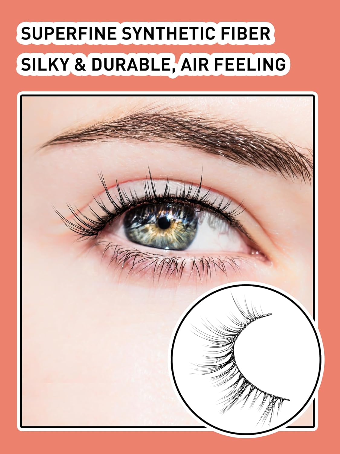 Natural Eyelashes 10MM Short Lashes Cat Eye Lashes Wispy False Eyelashes Manga Lashes Soft Strip Lashes 3D Volume Lashes Fake Eyelashes 7 Pair Siligli