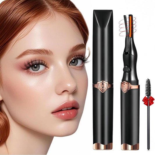 Heated Eyelash Curler, 2-in-1 Clip-Type Design, 3 Temperature Modes, USB Rechargeable Electric lash Curler, Natural Curling 24H Long-Lasting Curl, Gift for Women & Girls, Black A