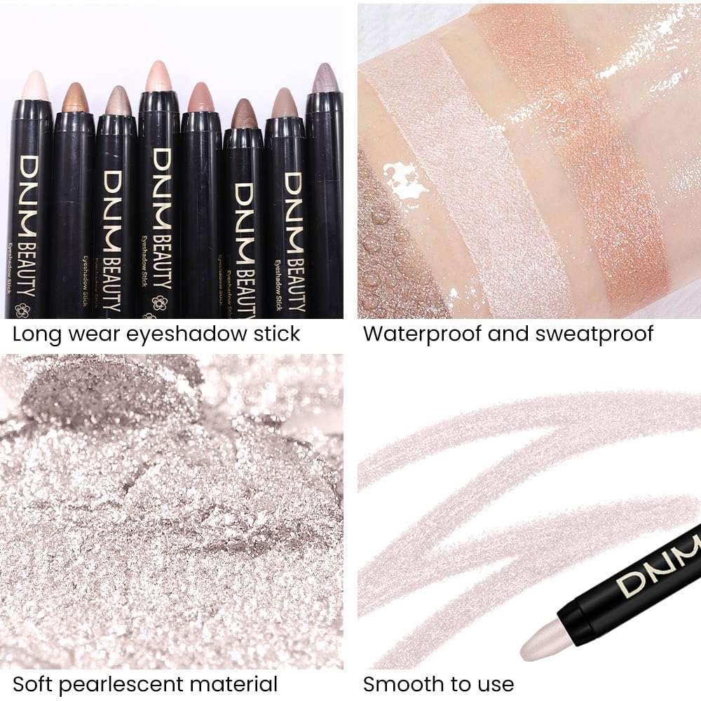 evpct 2Pcs Cream Eyeshadow Sticks Set for Eyes Waterproof, Champagne Shimmer & Pearl Shimmer Matte Eye shadow Stick Pencil Pen Bulk sombras en crema para ojos 17+18