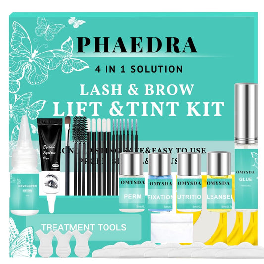 Lash Lift and Black Color Kit, Brow Lamination Kit, Professional 4 in1 Lash and Brow Perm Kit, 6-8 Weeks Long-lasting, for DIY or Professiona Use