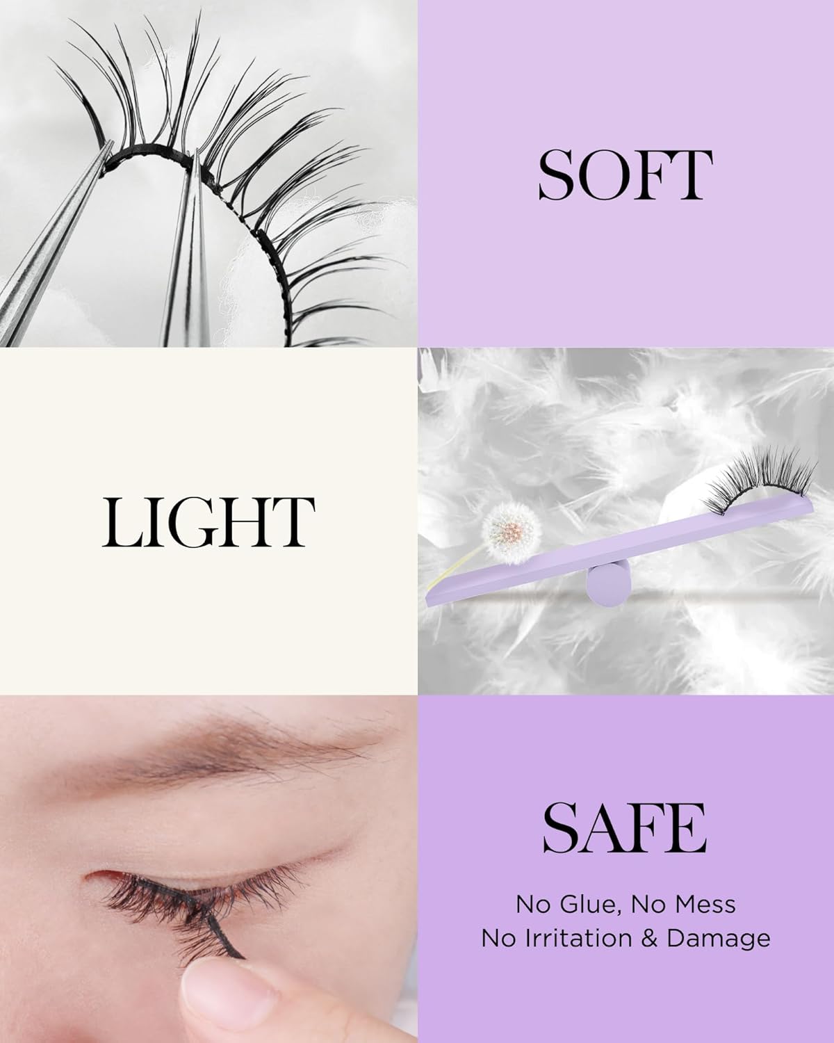 BEYELIAN Magnetic Eyelashes Natural Look Soft Magnetic Lashes with Applicator Reusable No Glue Needed False Eyelashes Easy to Wear and Remove (1 Pair,SME01)