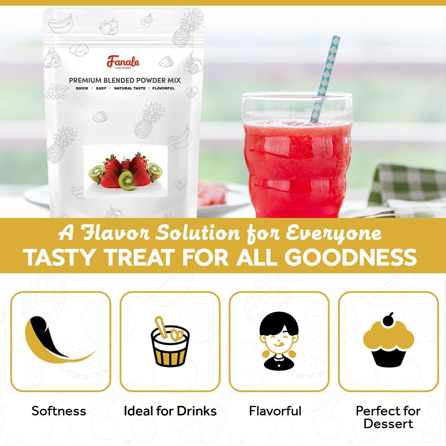 Fanale Premium Watermelon Bubble Tea Flavoring Powder | Perfect for Baking, Smoothies, Desserts and Drinks | Instant Flavoring Powder for Boba Milk Tea - 2.2 Pounds (Pack of 20).