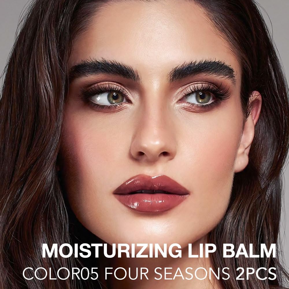 2Pcs Tinted Lip Balm Moisturizing Lipstick – Deep Rose Colored Bean Paste Sheer Hydrating Lip Color for Dry Lips – Nourishing Lip Balm for All Women with a Subtle Natural Scent (S05 & S05)