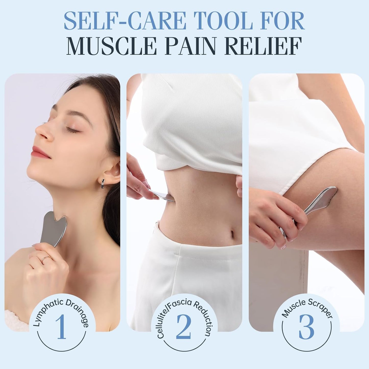 2Pcs Gua Sha Facial Tools Set,Guasha Massage Tool for Face&Body, Manual Massage Tool for Lymphatic Drainage &Jawline Sculpting & Puffiness Reducing,Gua Sha Muscle Scraper Tool,Skin-Care Tool