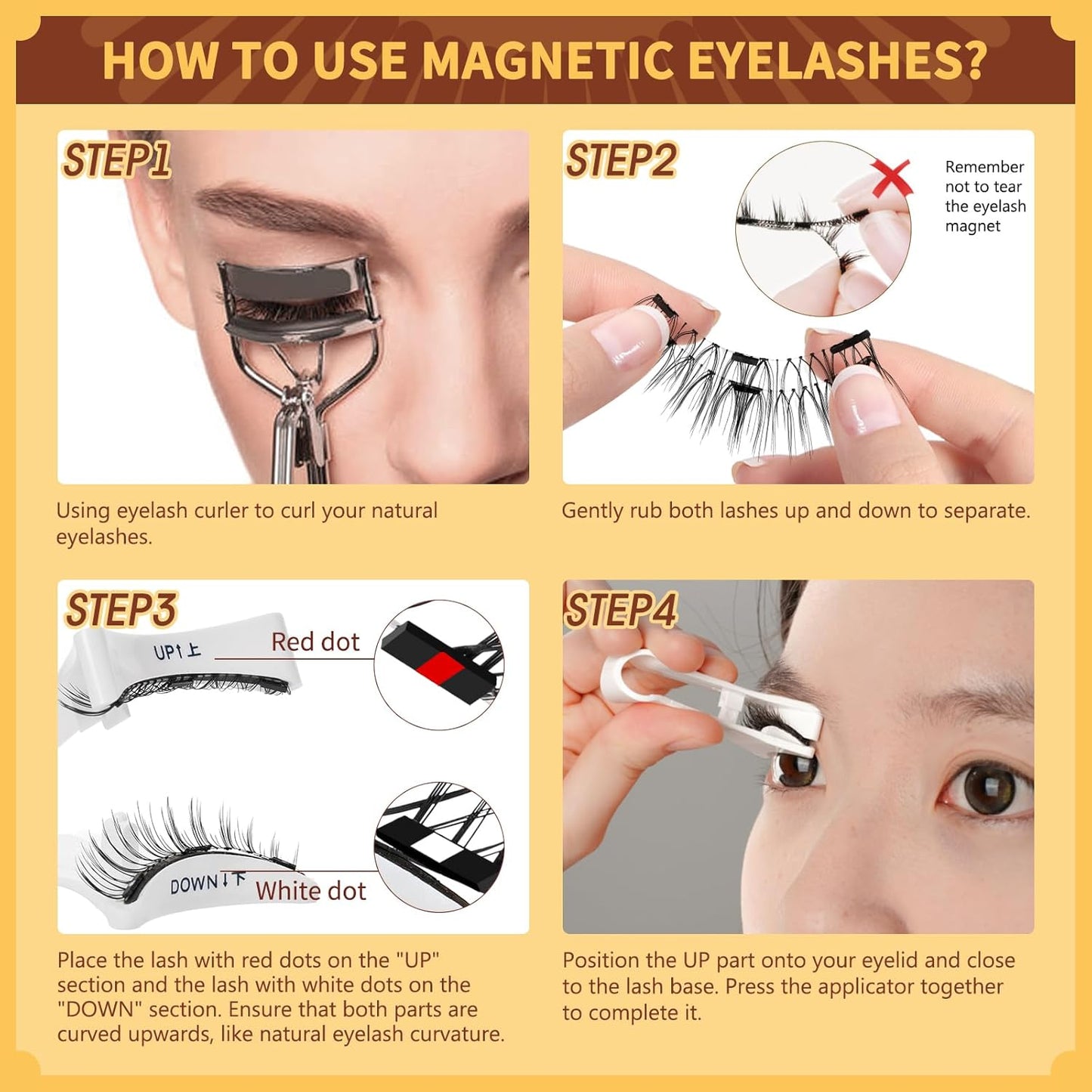 QUEWEL No Glue Needed Eyelashes, Magnetic Eyelashes Natural Look, Reusable Magnetic Lashes Kit with Applicator, Easy to Wear and Remove with Instructions(Lashes-K)