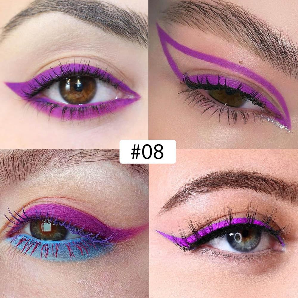 evpct 1Pcs Purple Liquid Eyeliner Makeup Waterproof Purple Eye Liners for Women, Eyes Wing Eyeliner Stamps Shapes Colored Eyeliner delineador de ojos a prueba de agua contra el agua blanco para ojos