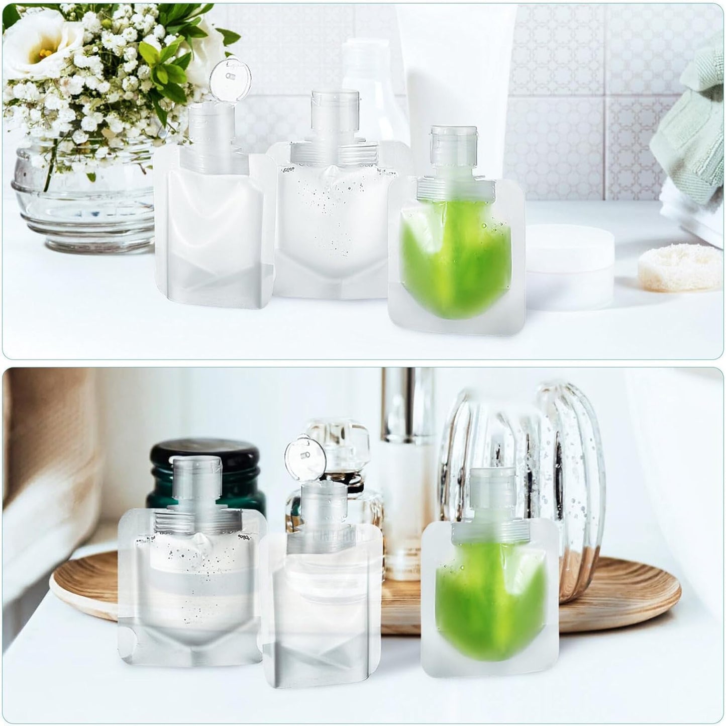 Beaupretty 15pcs Travel Pouches for Toiletries, 30ml Refillable Empty Travel Size Containers, Small Squeeze Pouches Travel Bags for Shampoo Conditioner Lotion Soap