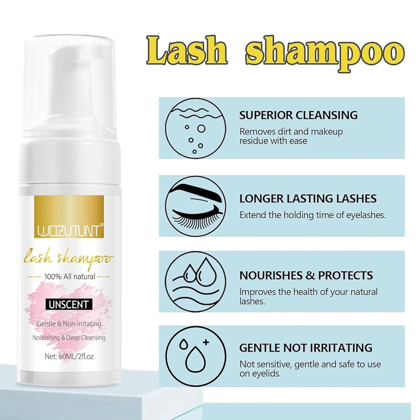 Eyelash Extension Cleanser Lash Mousse Lash Shampoo for Extensions, USB Mini Portable Fan Rechargeable Electric Handheld Air Conditioning (lash kit-handheld fan)