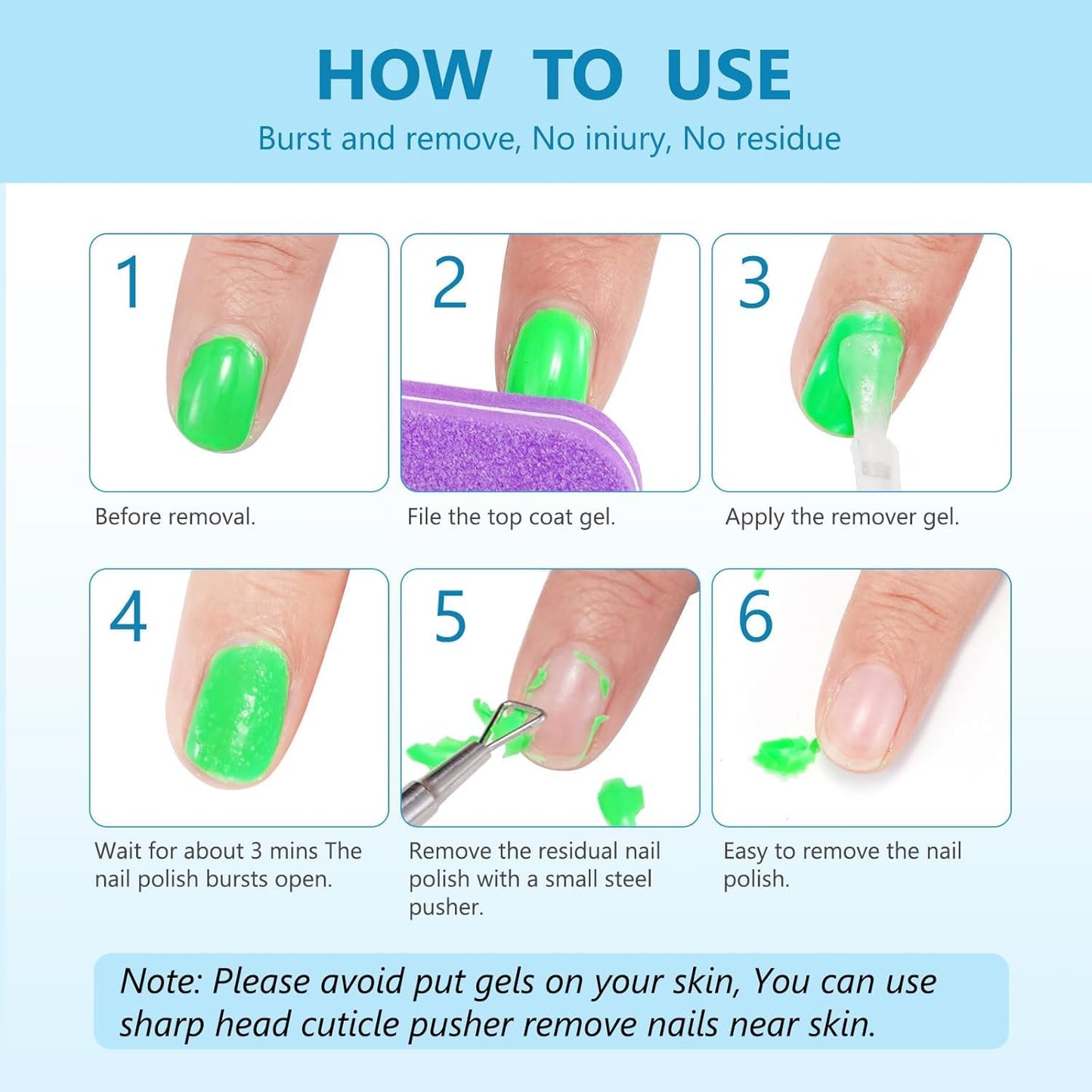 Gel Polish Remover for Nails (3Pack), Nail Polish Remover Tools Quick & Easy Remove Gel Polishs in 3-5 Minutes at Home, Don't Hurt Nails