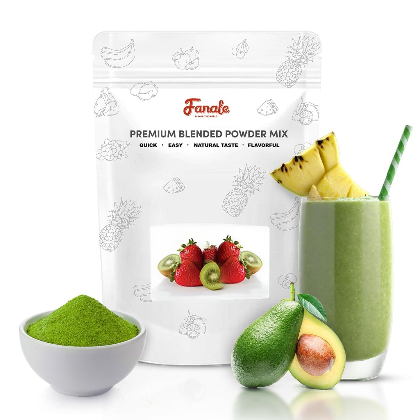Fanale Premium Avocado Bubble Tea Flavoring Powder | Perfect for Baking, Smoothies, Desserts and Drinks | Instant Flavoring Powder for Boba Milk Tea - 2.2 Pounds (Pack of 20).