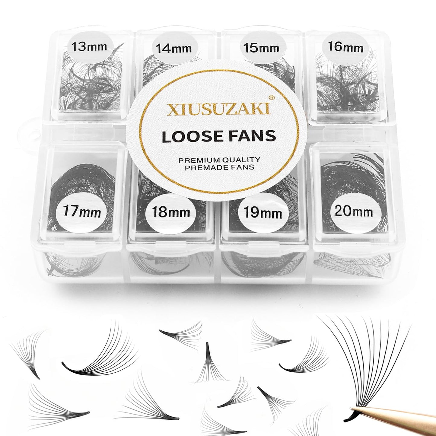 Premade Fans Eyelash Extensions 600 Fans 10D Premade Lash Fans Volume Lash Extensions 0.05 Thickness Eyelash Extension C Curl Mix 13-20mm Fluffy Soft Handmade Loose Fan(600Fans-10D-0.05-C,13-20mm)
