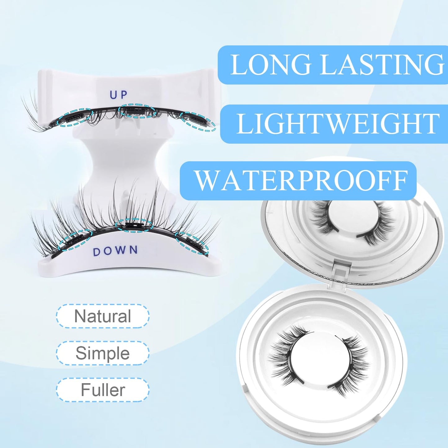 Ealra Craft Magnetic Eyelashes with Applicator,Reusable Magnetic Eyelashes Natural Look,Easy to Wear and Remove Soft Lashes kit(Natural+Simple)