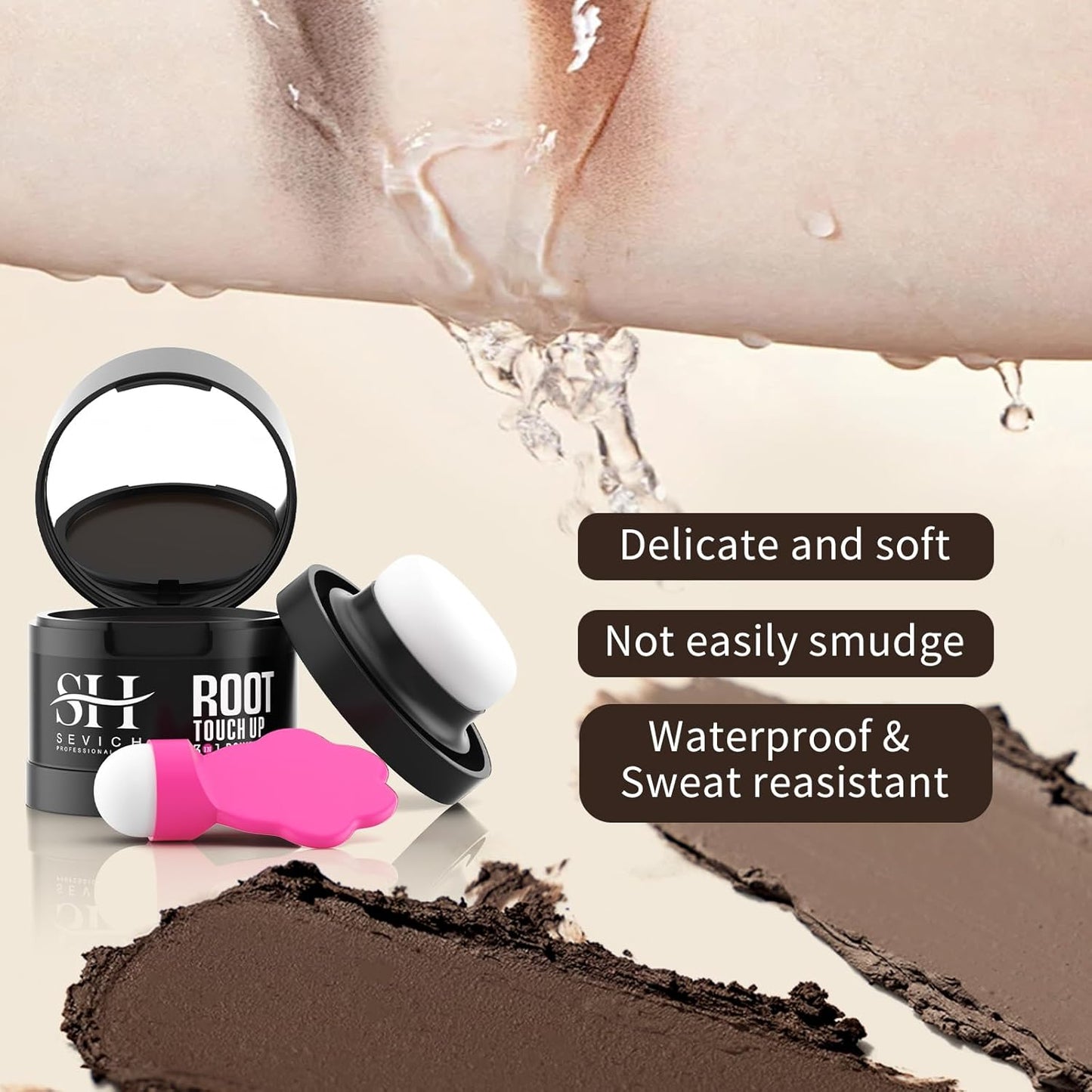 Sevich Hairline Powder 2.0, Instantly Conceals Hair Loss, Root Touch up Powder, Hair Shadow Toppers for Women & Men Thinning Gray Hair, Windproof & Sweatproof, 48H Makeup Lasting, Dark Brown