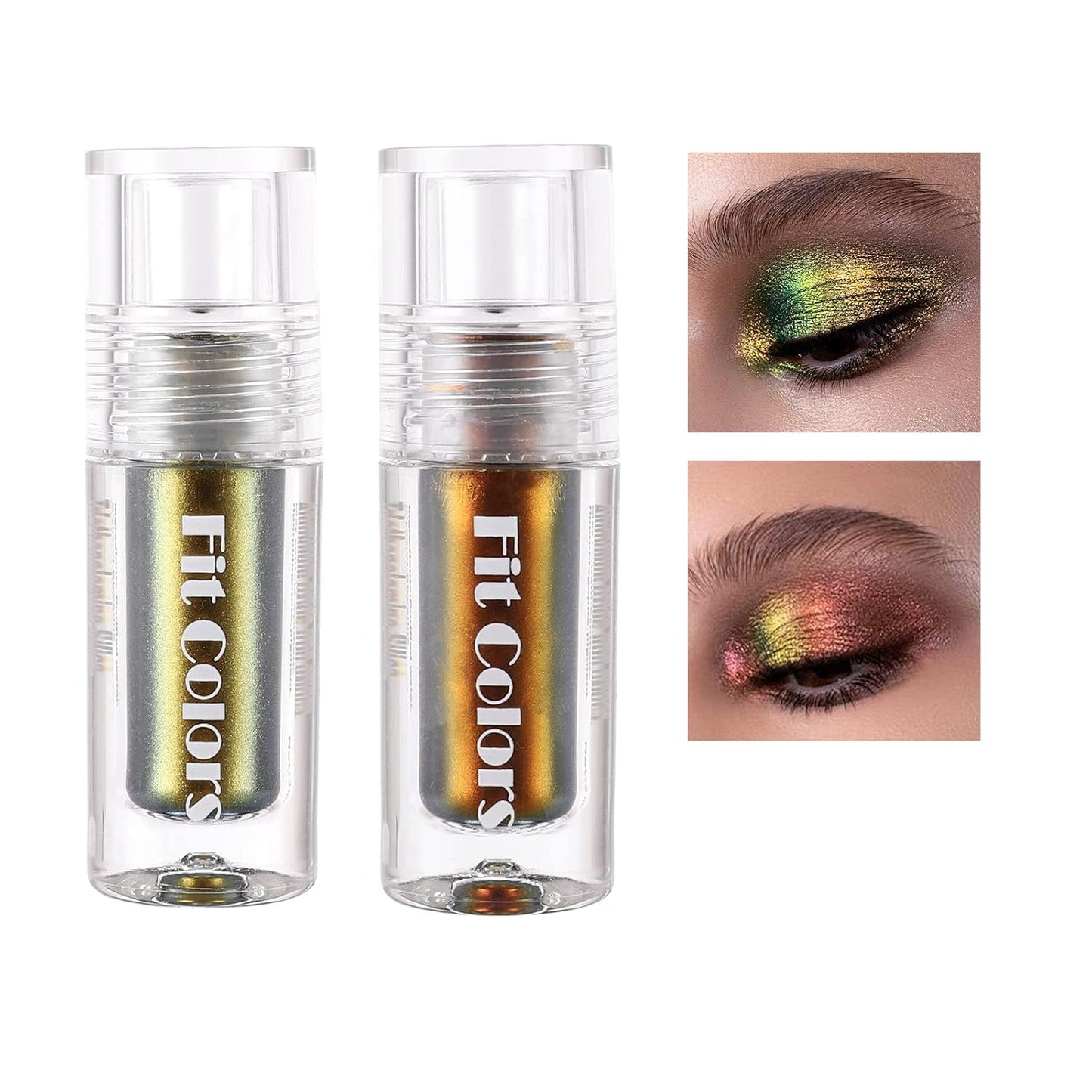 Liquid Glitter Eyeshadow,Chameleon Multichrome Metallic Shimmer Eye Shadows for Bold Smokey Makeup Looks,Long Lasting,Quick Drying,Opaque,Sparkling Korean Makeup Kits(#1 & #2)