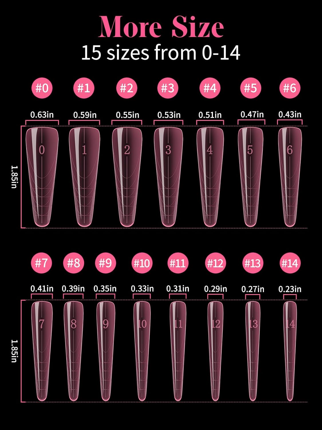 EBANKU Dual Nail Forms for Poly Extension Gel, 150 PCS Pink Nail Molds Reusable 15 Sizes Nail Extension Forms for Builder Gel Manicure Design Salon DIY