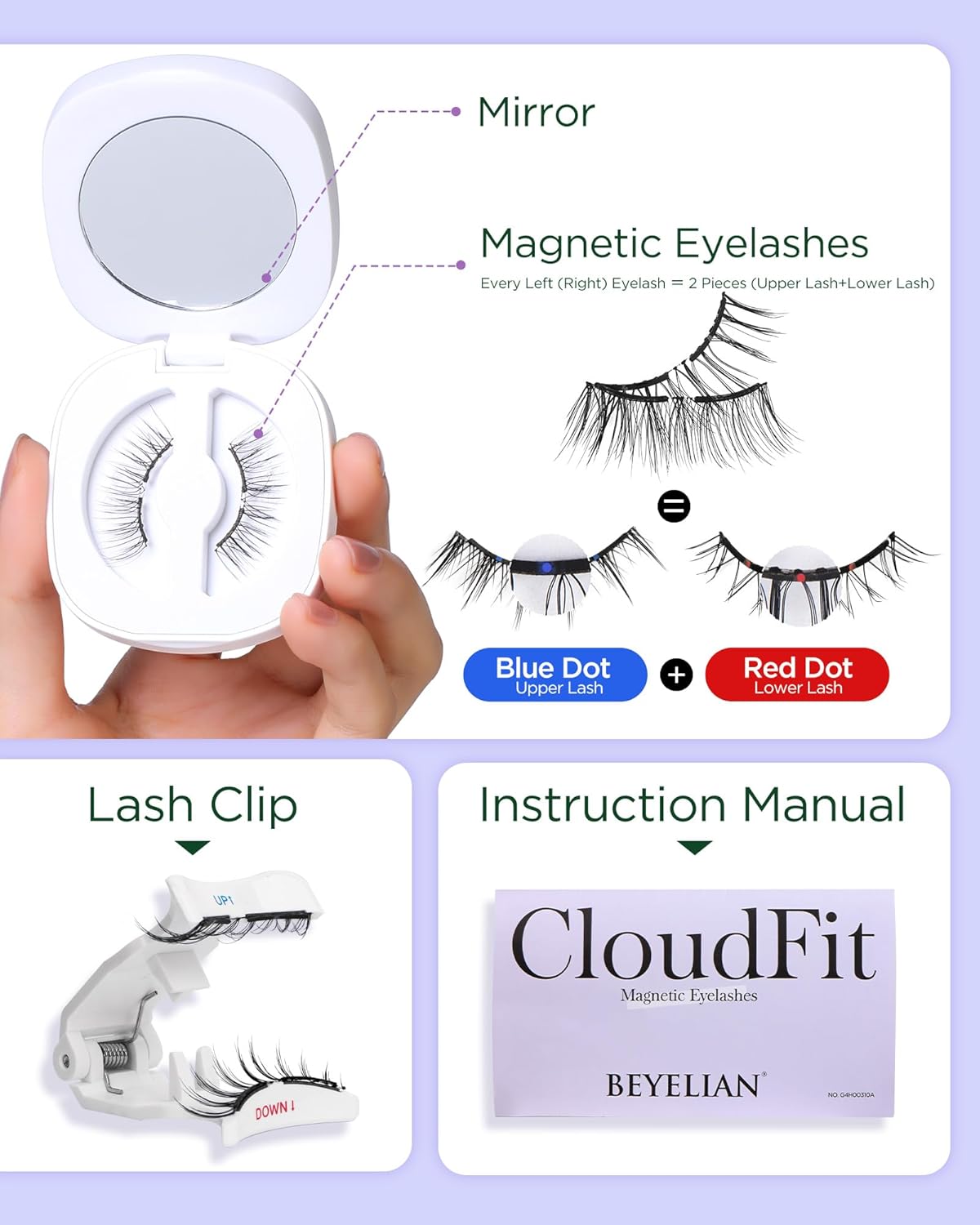 BEYELIAN Magnetic Eyelashes with Applicator Kit, Reusable Natural Look 3D Lashes, Easy Apply Soft Magnetic Lashes for Eye Makeup (Lightweight & Comfortable)