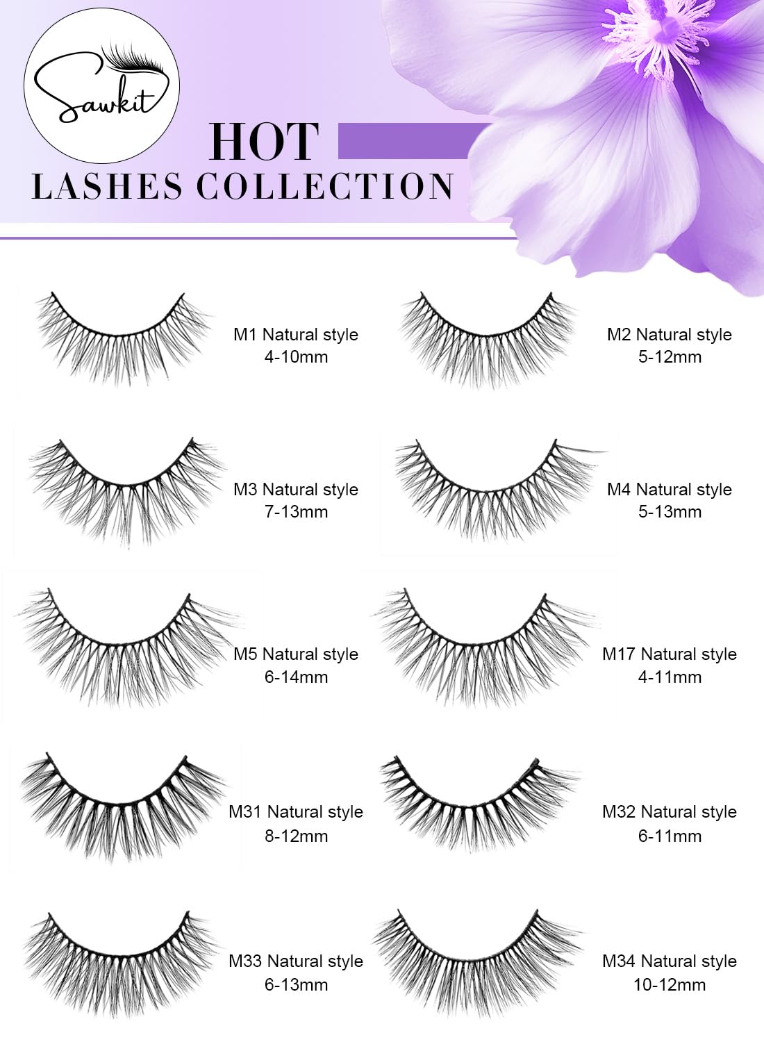 Classic Fake Eyelashes 6-14mm Lash Extensions – Luxurious Natural Mink Lashes Eyelash Extensions – Comfortable and Easy to Apply – High-End Fiber Lashes for Superior Volume