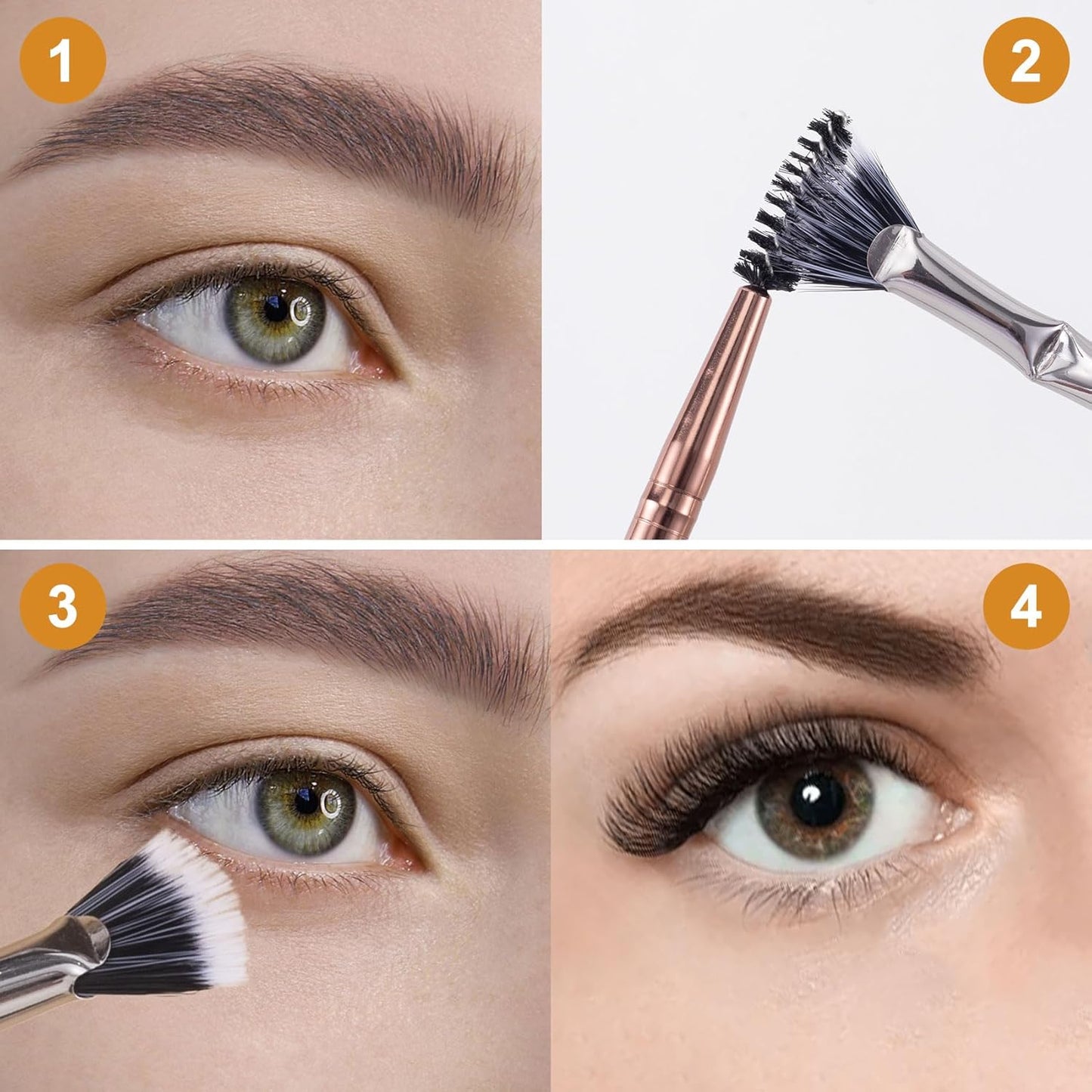 2 Pcs Folding Angle Scalloped Lash Brush, Eyelash Comb Separator, Multifunctional Mascara Fan Brush, Soft Bristles Makeup Tool for Upper Lower Eye Lash (Black)