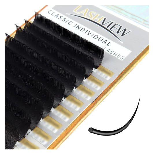 LASHVIEW Eyelash Extensions,Individual Lashes, Premium Single &Classic Lashes,0.18 Thickness D Curl 8-15mm Mixed Tray,Natural Semi Permanent Eyelashes,Soft Application-Friendly,Mink Lashes