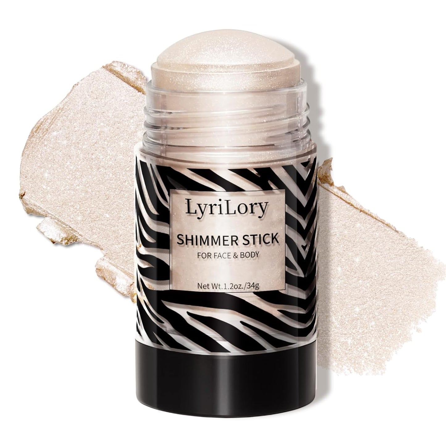 Highlighter Stick, Multi-Use Shimmer Makeup, Creamy Highlighter Makeup Stick with Hydrating Coconut Oil, Easy Blend for a Translucent Radiant Glow, For Face & Body | 1.2oz | Ivory Champagne