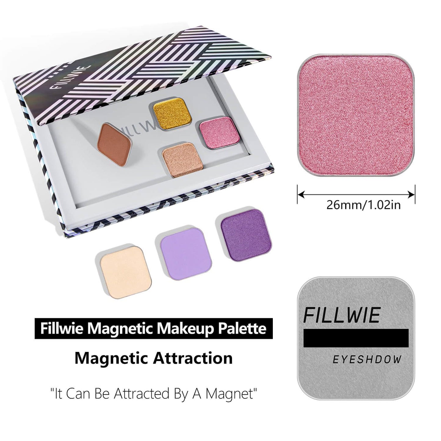 Single Pink Eyeshadow Matte Shimmer Highly Pigmented Blendable Longwear Powder in Magnetic Refill Pan for Custom Palette Easy to Apply and Remove (Pop Candy)