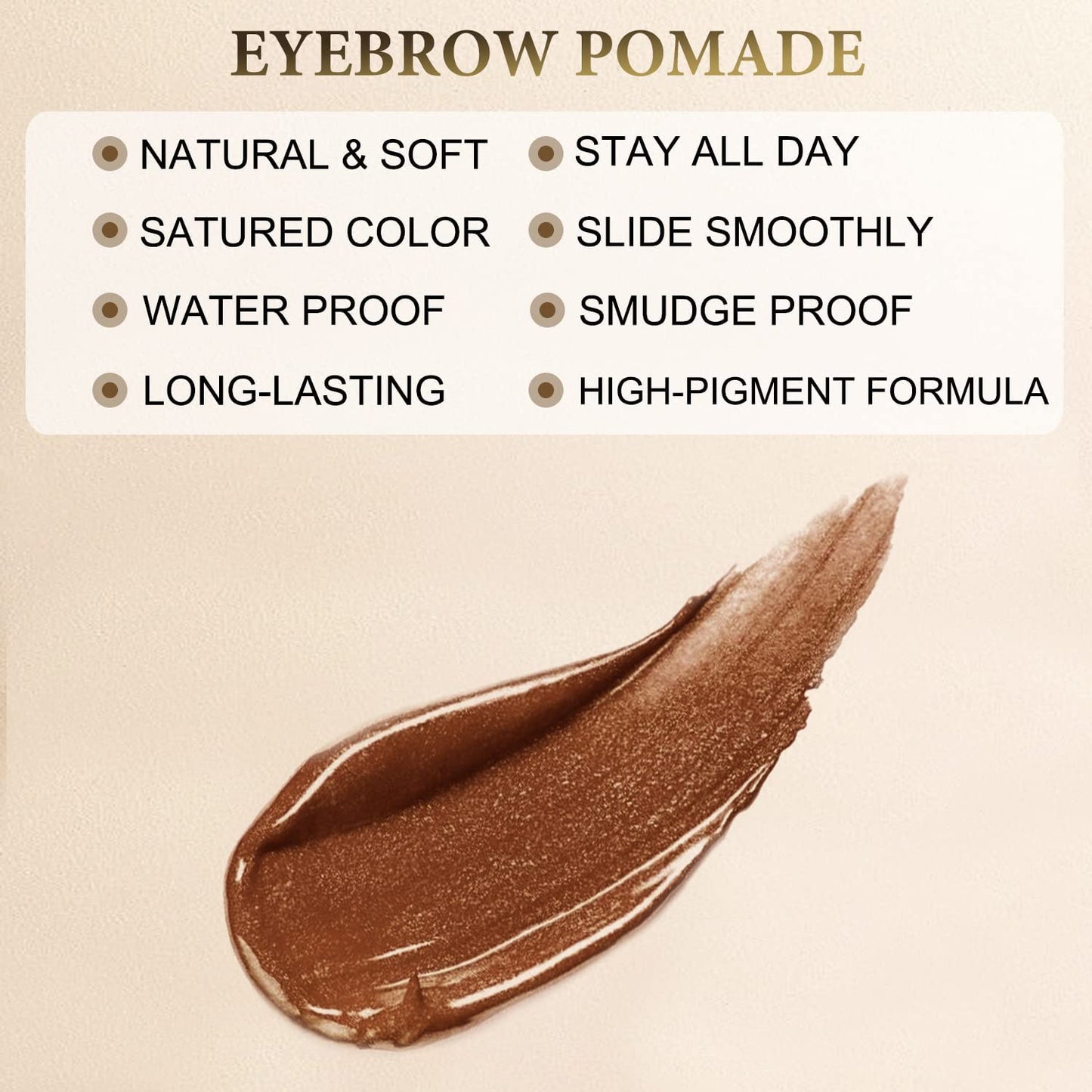 Eyebrow Pomade - Waterproof Brow Pomade for Long-lasting Results,Smudge Proof and Sweat Resistant Formula,Natural Eyebrow Makeup for All Skin Types and Tones - Caramel