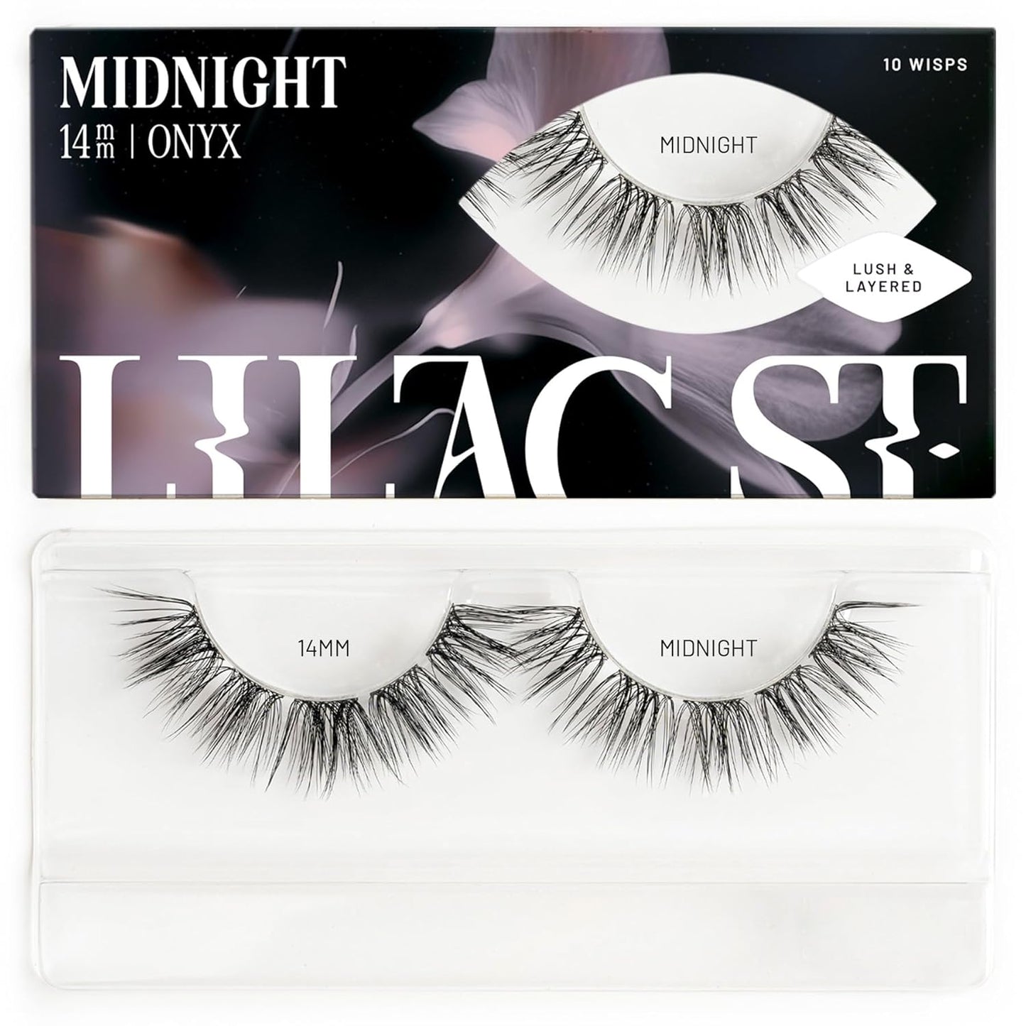 Lilac St - Midnight Dramatic Faux Eyelash Clusters (14mm) - Dark & Lush - DIY Lash Extension Wisps - Lightweight & Lifelike - Lasts 10 Days - Cruelty Free, Vegan, Women Founded - 10 Lashes