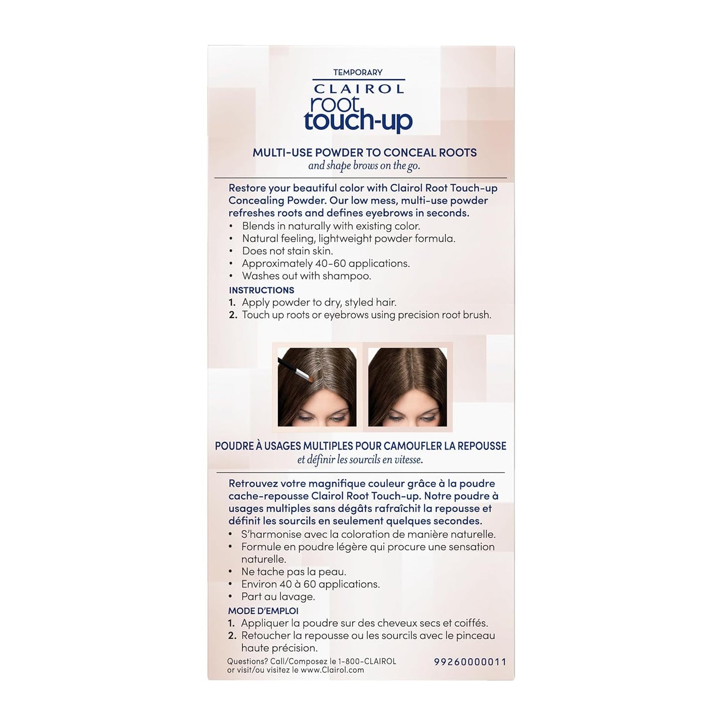 Clairol Root Touch-Up Temporary Concealing Powder, Dark Brown Hair Color, Pack of 3