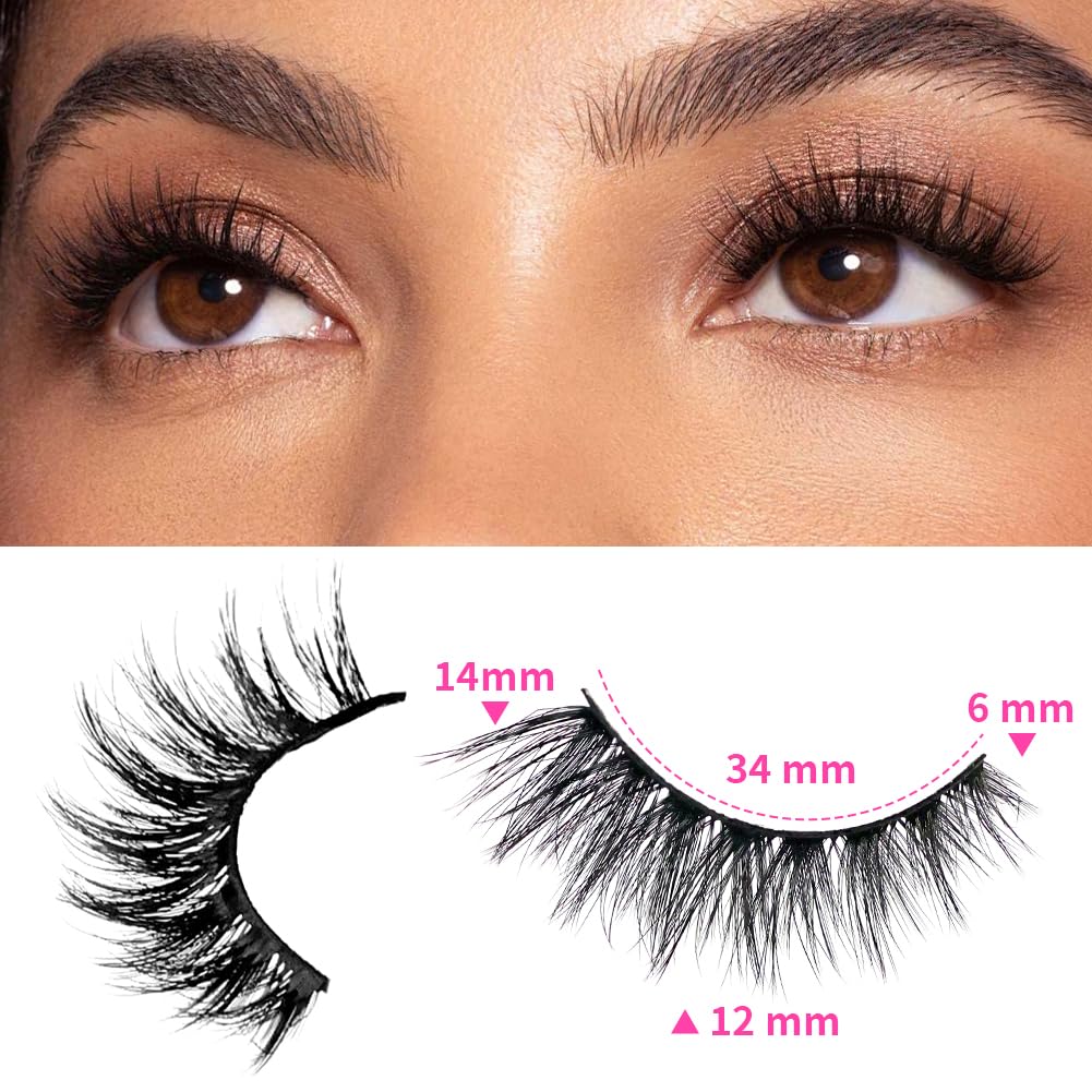 False Eyelashes 48 Pairs Faux Mink Lashes 14mm Wispy Lashes 3D Fluffy Cat Eye Lashes Pack Bulk Wholesale Strip Lashes(style 48-036)