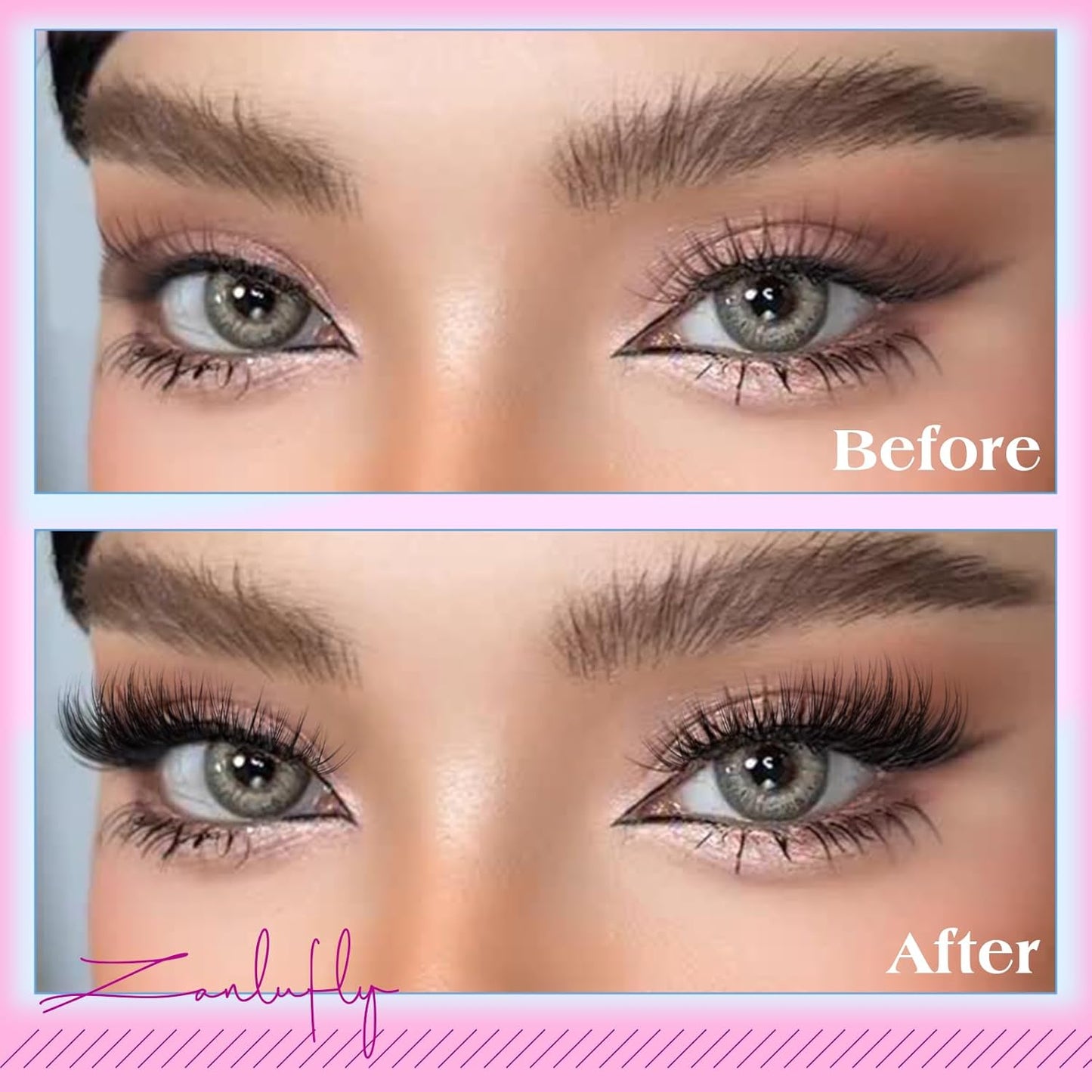 zanlufly Self Adhesive Lash Clusters No Glue Eyelashes C Curly Reusable Pre-glued Lashes No Damage Self Adhesive Eyelash Clusters Press on Eyelashes(8-14mm,120Pcs)