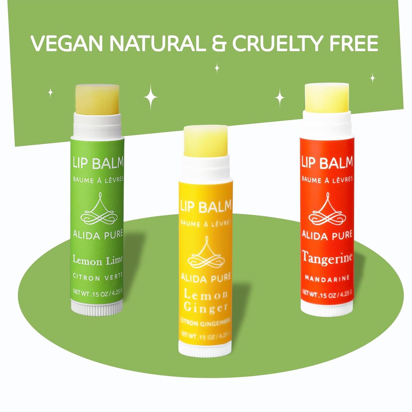 Citrus Lip Balm Collection, Vegan Set, Bees Wax Free, Coconut Oil Free, with Organic Jojoba and Avocado Oil, Vitamin E, Natural Moisturizer For Dry Cracked Lips, 3 Tube Set