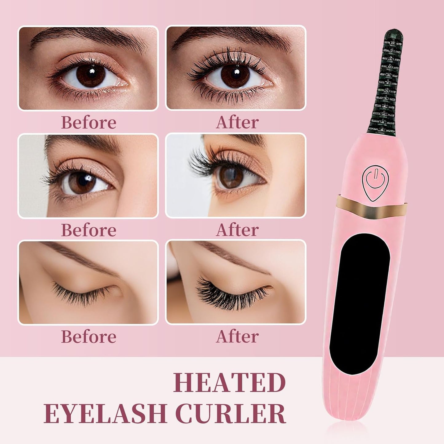 Heated Eyelash Curler, Electric Eyelash Curler–3 Temperature Settings Rechargeable Electric Lash Curler with LED Display and Anti-Burn Design, 10s Fast Heat-Up & 24H Natural Curl