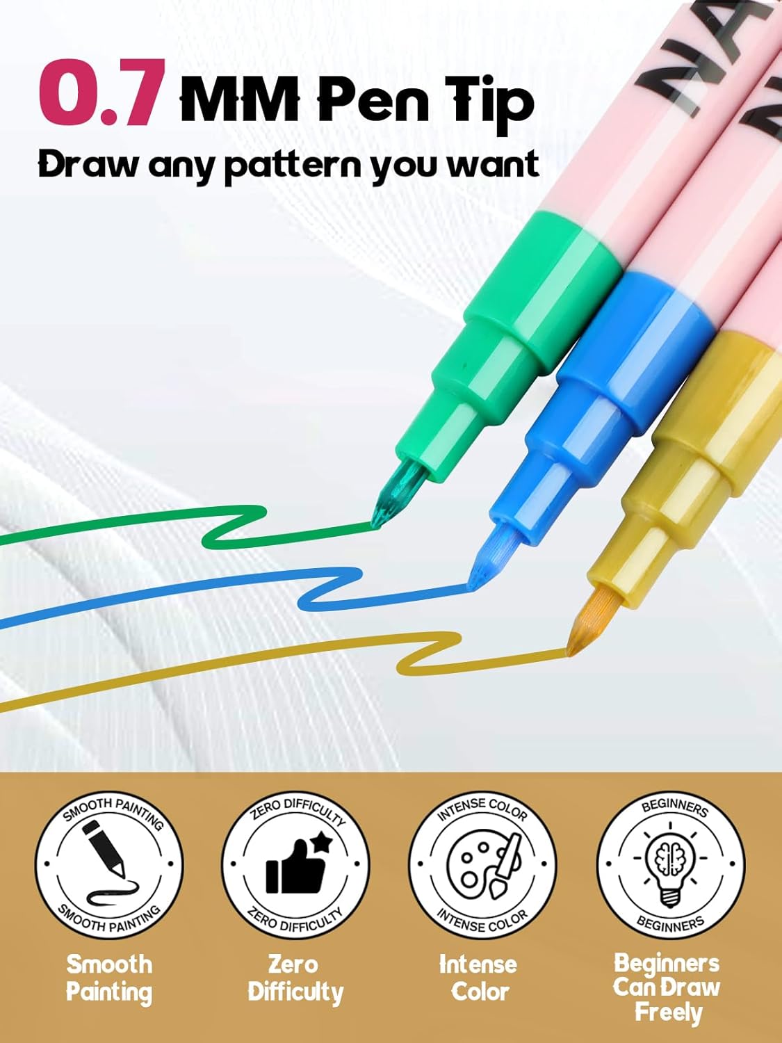 EBANKU Nail Art Pens Set, 6 Colors 0.7MM Nail Polish Pens Quick-Drying Nail Art Acrylic Paint Pen Point Dotting Liner Pen Nail Drawing Painting Manicure Tools for 3D Salon Home