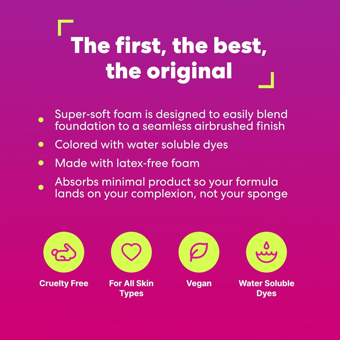 Beautyblender® | Original Pink Beauty Blender Makeup Sponge, Super-Soft Foam Easily Blends Foundations, Powders & Creams, Made in USA, Reusable, Washable, Streak Free Application, Vegan, Cruelty Free