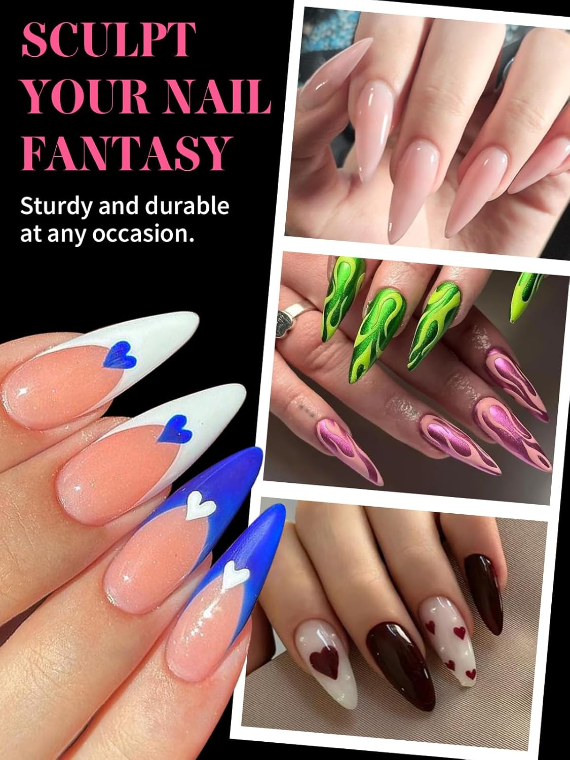 EBANKU Dual Nail Forms for Poly Extension Gel, 120 PCS Pink Nail Molds 12 Sizes Nail Extension Forms for Builder Gel Manicure Design Salon DIY