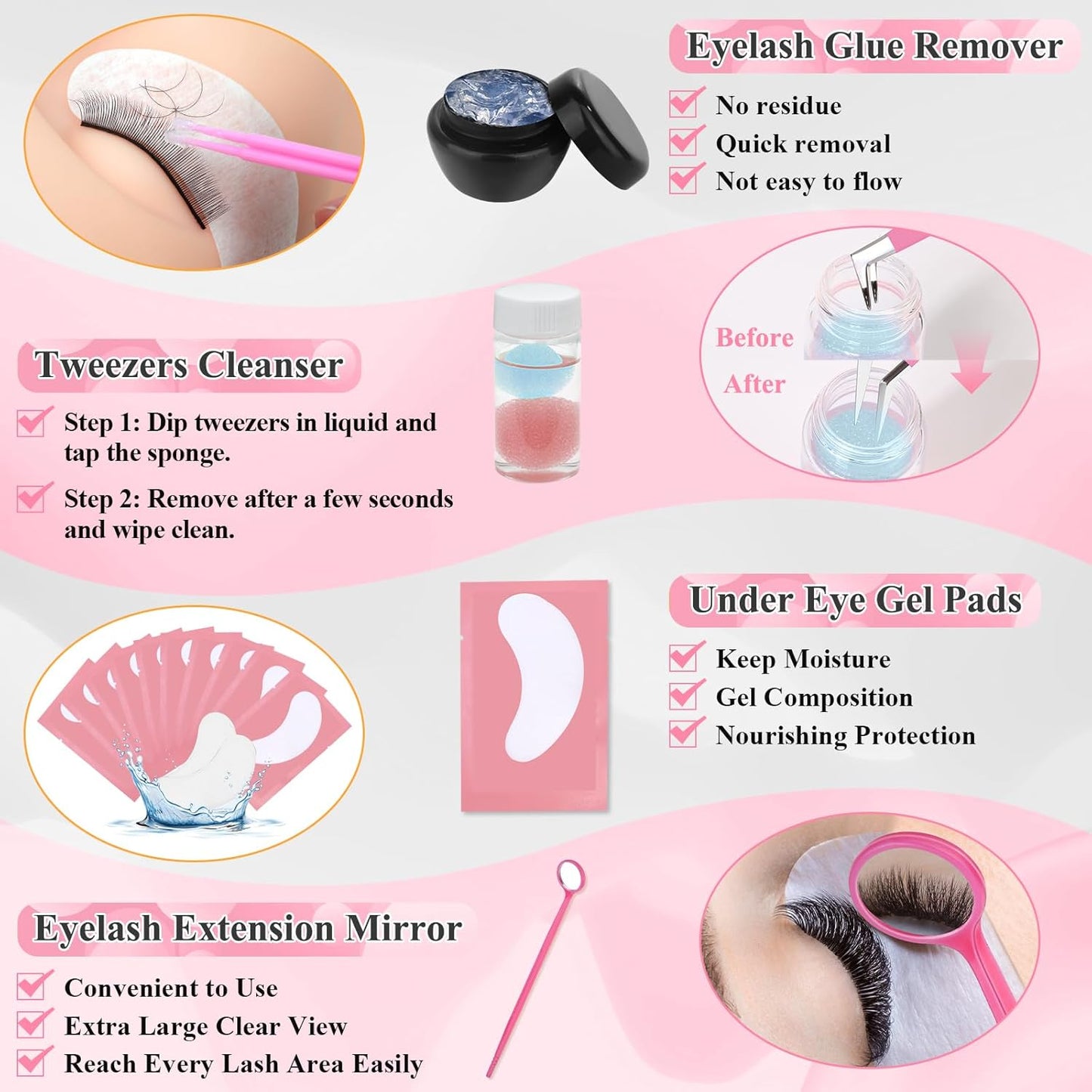Lashes Kit for Eyelash Extension Beginner Lash Tech Starter Kit with Eye Lash Mannequin Head, Professional Eyelash Extension Kit with Lash Fan, Extension Glue and Eyelash Remover for Practice Training