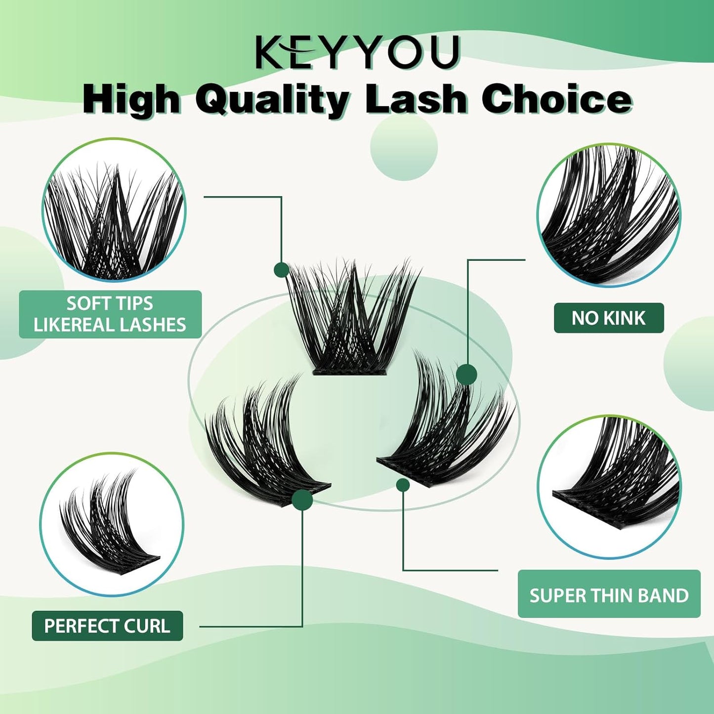 Lash Clusters 96pcs Eyelash Clusters Y02 D Curl 12mm Individual Lashes KEYYOU Volume Wispy Lash Extension Soft&Comfortable Easy DIY at Home(Y02,D-12mm)