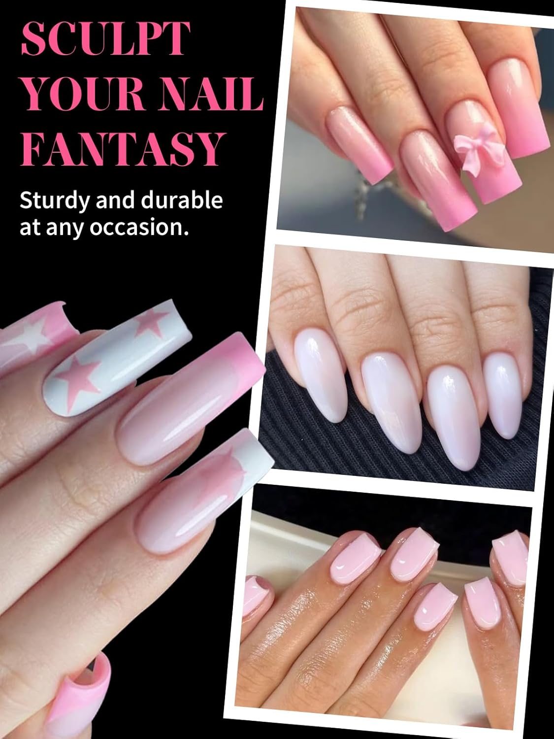 EBANKU Dual Nail Forms for Poly Extension Gel, 120 PCS Pink Nail Molds Reusable 12 Sizes Nail Extension Forms for Builder Gel Manicure Design Salon DIY