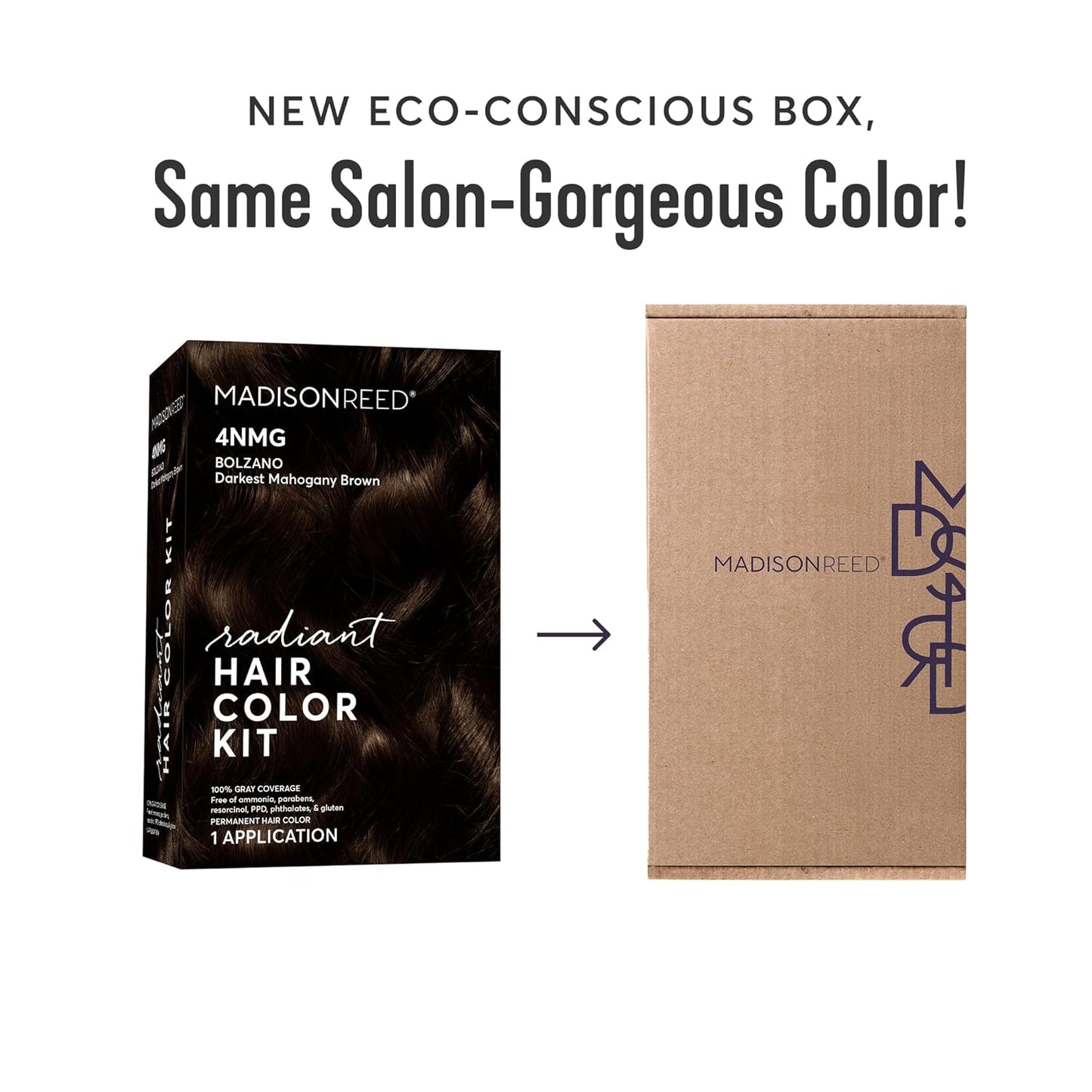 Madison Reed Radiant Hair Color Kit | 4NMG Darkest Chocolate Brown with Warm Mahogany Tones (Bolzano) for 100% Gray Hair Coverage | Dimensional Permanent Hair Dye | PPD-Free & Ammonia-Free | 1 Pack