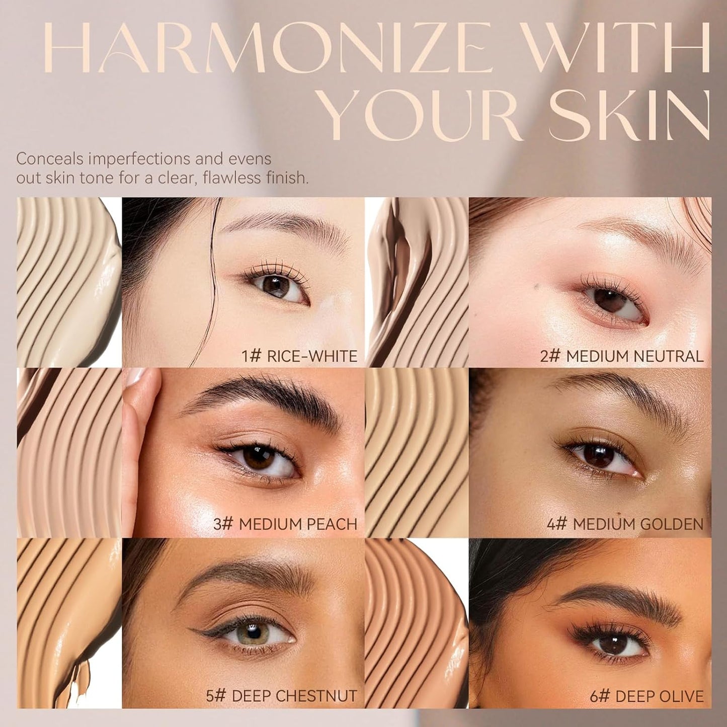 Foundation Makeup,Soft Beige Full Coverage Foundation Makeup（Built-in brush）Vegan & Cruelty-Free-Oil Control Flawless Concealer Cover Facial,Natural Blemish Face Makeup(03#)