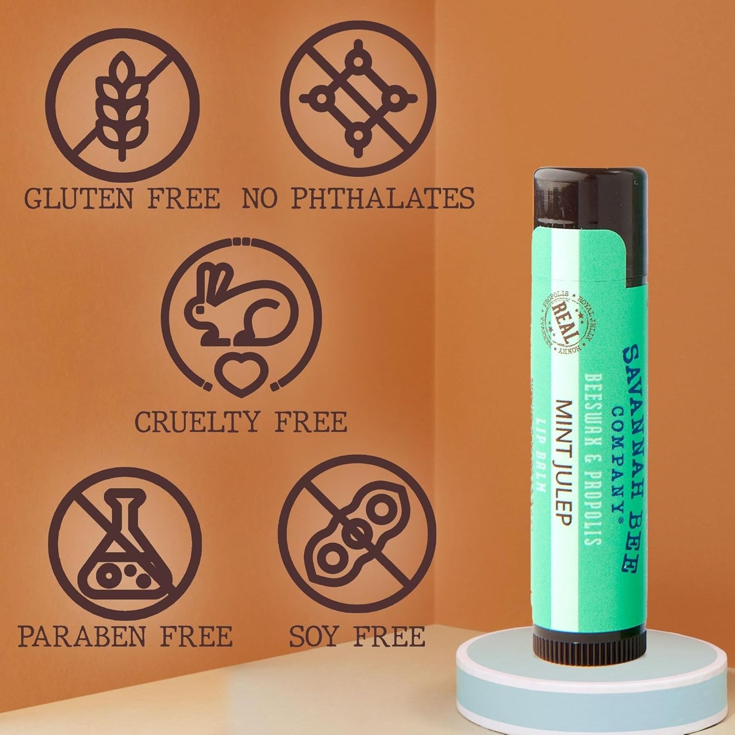 Savannah Bee Mint Julep Lip Balm 0.15 oz - Invigorating Mint Flavor - Natural Ingredients for Supple, Soft Lips - Convenient Hanger Design