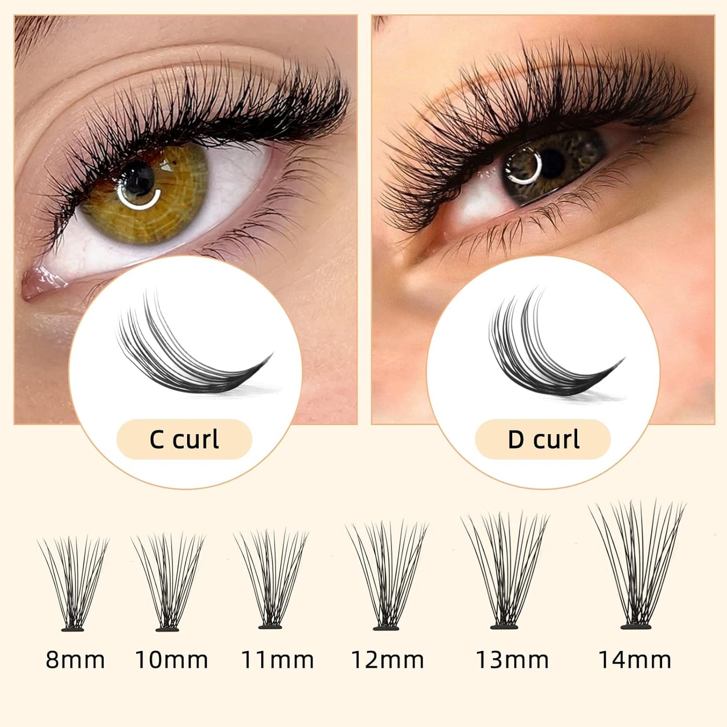 QUEWEL Lash Clusters 240Pcs Individual Lashes 20D 0.07D Curl 11mm Knot-Free Lash Extensions Clusters Lashes Soft&Natural False Eyelashes Individual DIY Eyelash Extension at Home(20D 0.07D 11)
