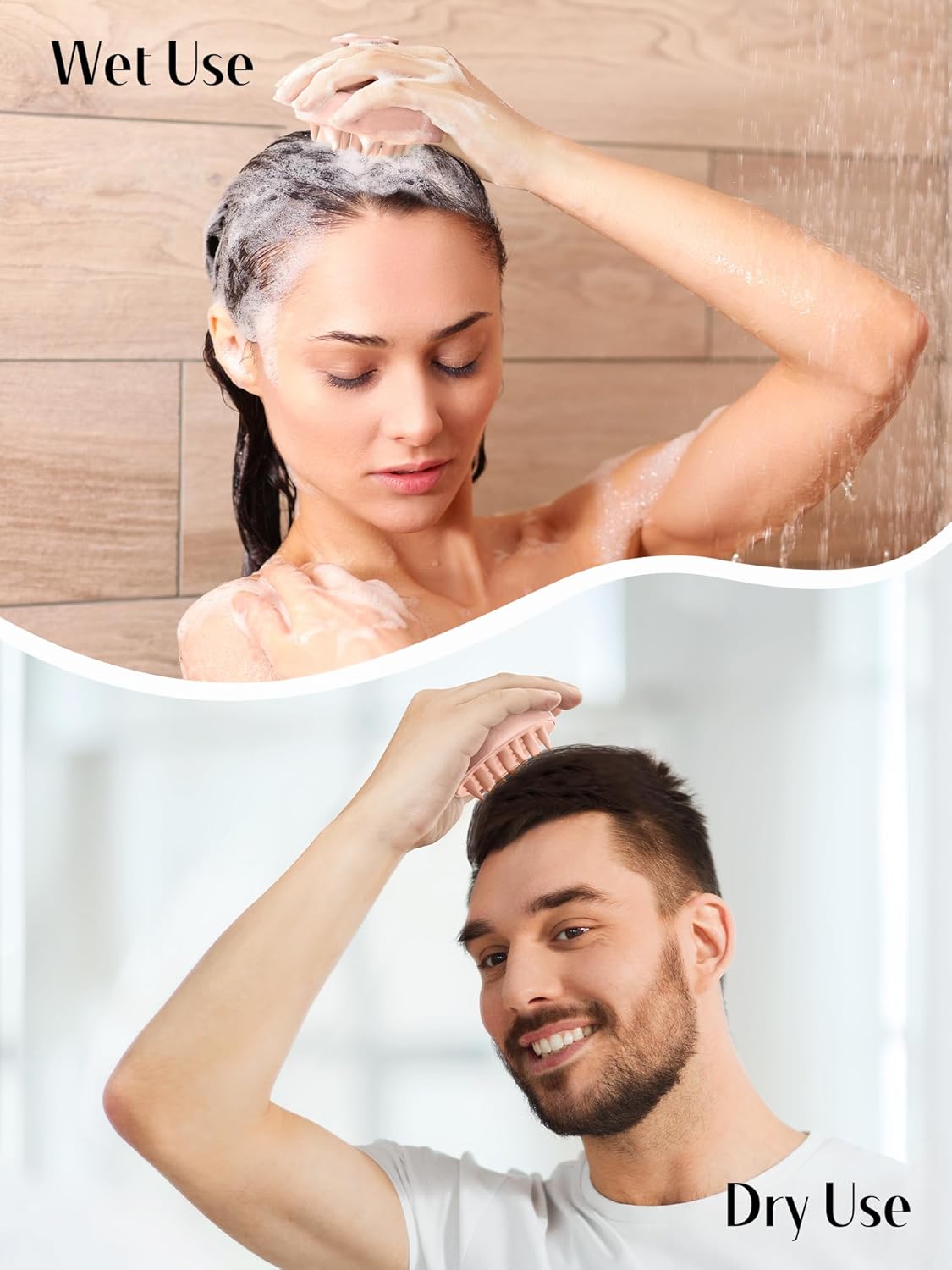 HEETA Hair Scalp Massager for Hair Growth, Shampoo Brush, Scalp Scrubber Exfoliator with Soft Silicone Bristles for Dandruff Removal to Relieve Stress, Wet Dry Use Updated Material, Pink