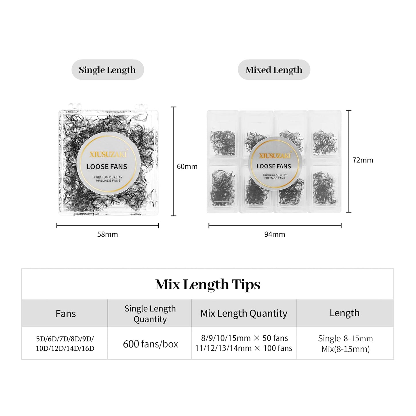 Premade Fans Eyelash Extensions 600 Fans 5D Premade Lash Fans Volume Lash Extensions 0.07 Thickness Eyelash Extension D Curl 13mm Fluffy Soft Handmade Loose Fan(600Fans-5D-0.07-D,13mm)