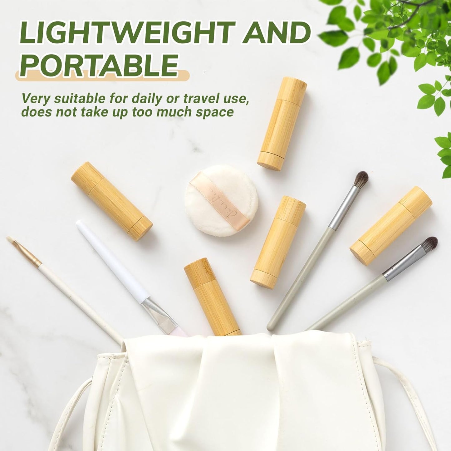 Leinuosen 12 Pcs Bamboo Empty Lipstick Tubes, Refillable 5g Lip Balm Containers with Rotable Plastic Inner for Women Girl DIY Cosmetic Lip Gloss Tubes for Lipstick, Deodorant, Solid Perfume, Makeup