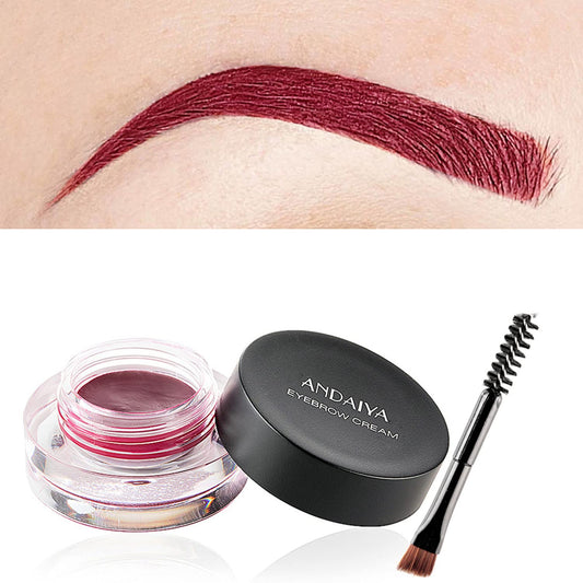 MAEPEOR 12 Colors Eyebrow Pomade Full-pigmented Long Lasting Waterproof Cream Gel Filling & Shaping Tinted Eyebrows Enhancers with Brush for Daily or Cosplay (09 Wine)