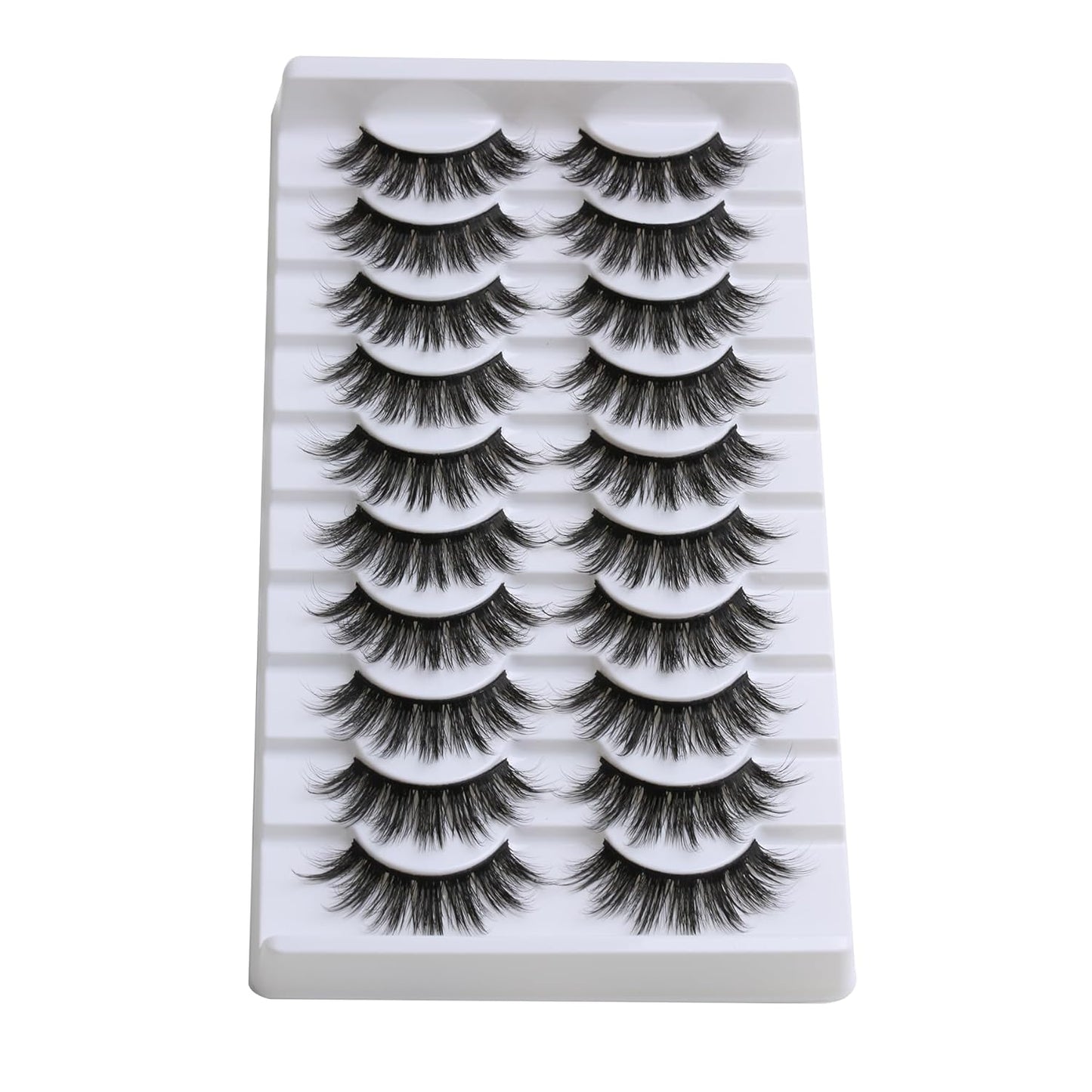 SUNWELL False Eyelashes 18mm Mink Lashes 8D Fluffy Faux Mink Lashes Strip Eye Lashes Soft Reusable Full Volume Fake Eyelashes 10 Pairs Pack