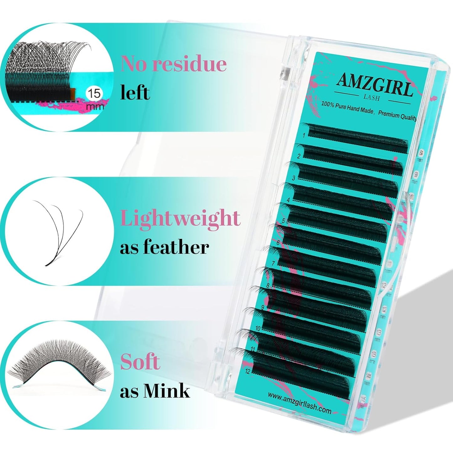 Eyelash Extensions 3DW D Curl,Mixed Length Lash Extension Supplies Easy Fan Individual Lashes Premium Classic Lash Soft Matte Dark Professional Eyelashes Extension(8-15mm)