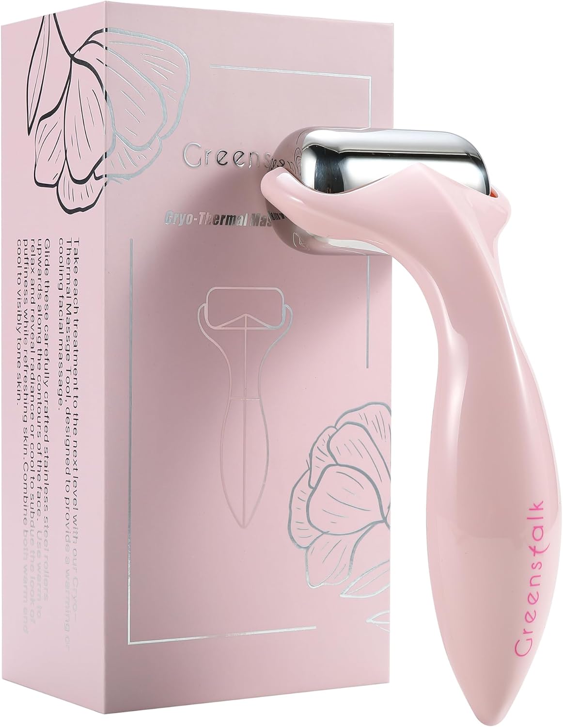 Greenstalk Ice Roller for Face & Eyes – Medical-Grade Stainless Steel Cooling Face Roller for Puffiness Relief, Dark Circles, Skincare Routine – Dual Cold & Warm Therapy, Ergonomic Design